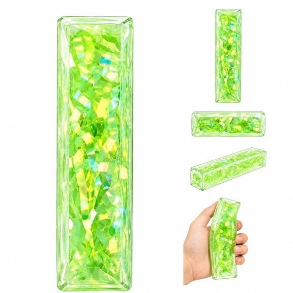 Glitter Water Wiggler Fidget Toy, Slippery Squishy Water Snake Tube with Glitter Fill, Fun Sensory Grip Toy and Party Favor