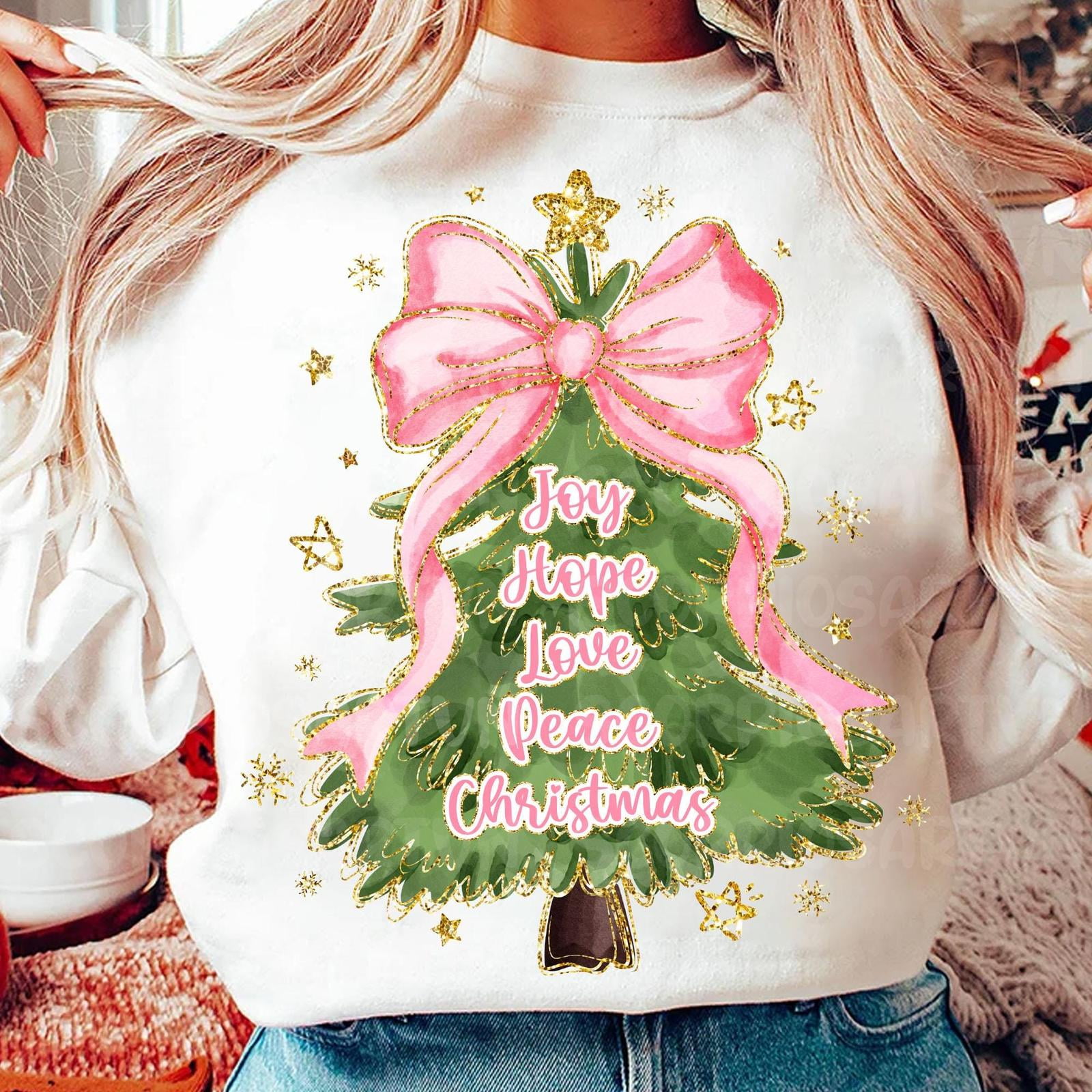 Glitter Watercolor Coquette Christmas Tree Png,