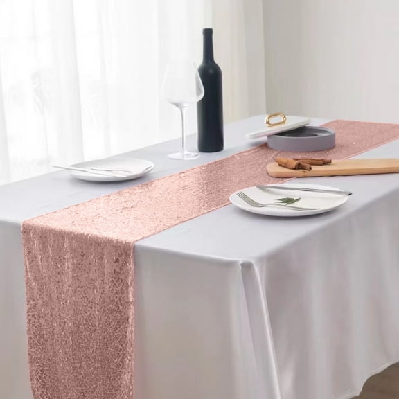 Glitter Wedding Table Flag - 12x71 Inch Sparkly Nylon Decoration for Parties & Banquets - Multicolor Sequin Table Cover - 1 Piece