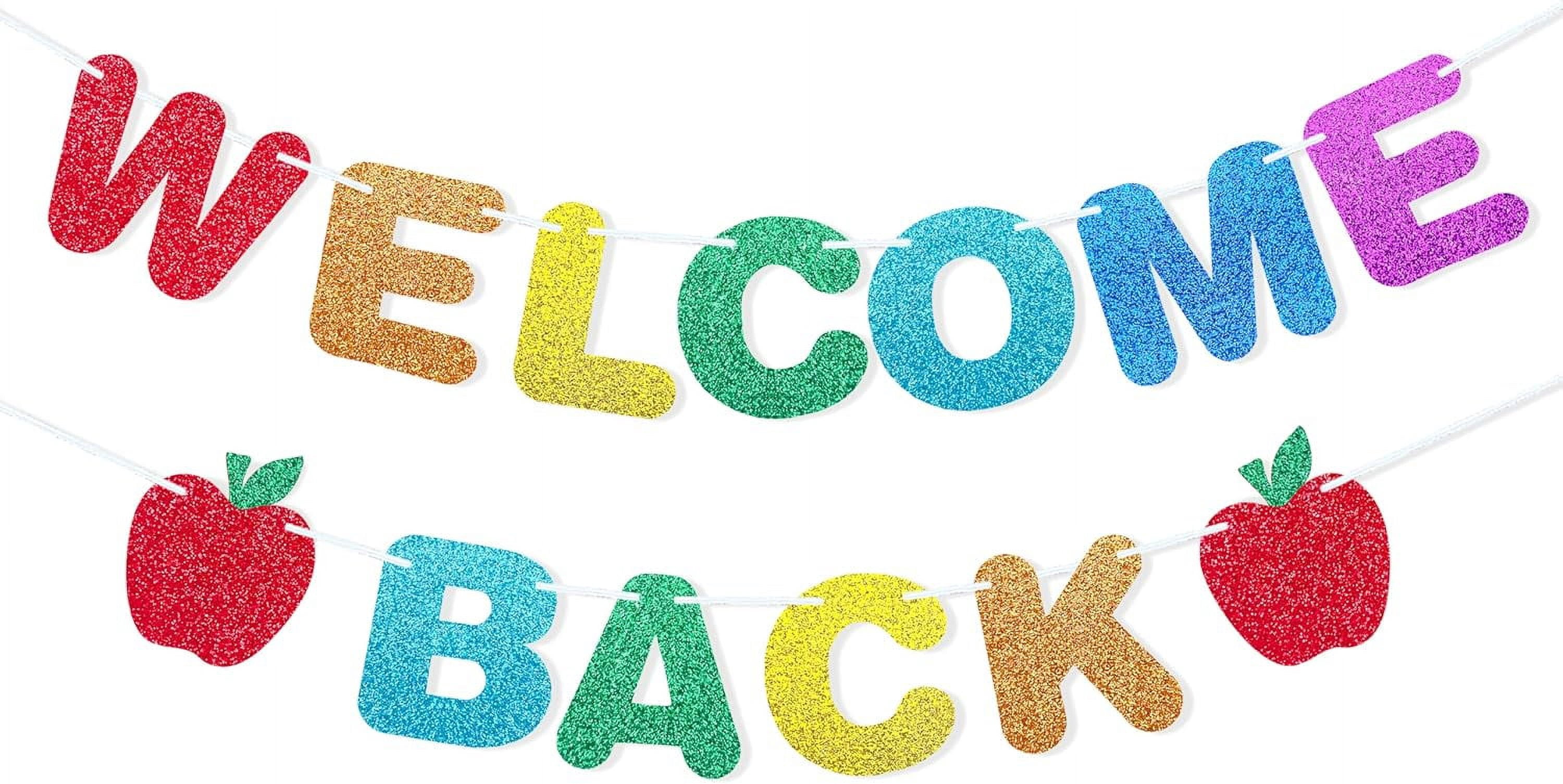 YQUQWN Willkommen Zurück Banner – Back To School Deko Aus Jute, 12,7 X 17,8 Cm Pro Flagge, Für Klasse Und Kindergarten