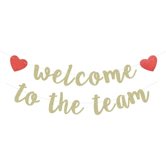 Glitter Welcome to The Team Banner Office Party Decorations New Teacher Employee Coworker Staff Colleague Team Member Welcoming Party Photo Props - Gold
