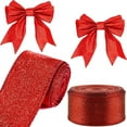 thumbnail image 1 of Glitter Wired Ribbon,Bexikou 2 Rolls Red Gift Wrapping Ribbon, Christmas Decorative Ribbons for Crafts Bow Wreath DIY Gift Wrapping Supplies (2.5 Inch x 20 Yards), 1 of 7