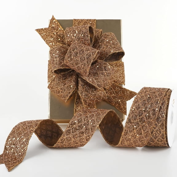 Glitter Wired Ribbon for Christmas Tree 2.5 inch 、Diamond Mesh Ribbon for Tree Decoration, Wreaths, Garland, Gift Wrapping, Large Bows Making, Home Decor -10 Yards