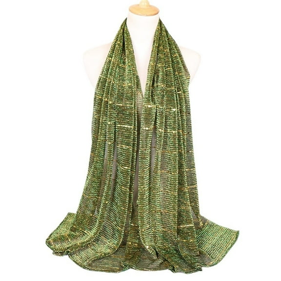 Glitter Women Gold Silk With Pearls Hijab Shawls And Wraps Islamic Turban Female Foulard Soft Thin Hijabs