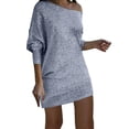 thumbnail image 1 of Glitter Women's Metallic sequins Asymmetrical Off Shoulder Long Sleeve Fitted Dress for Club Outings and Galas, 1 of 8