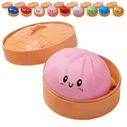 Glitter dumpling squishy with box, sensory squeeze toy for stress relief.