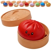 Glitter dumpling squishy with box, sensory squeeze toy for stress relief.