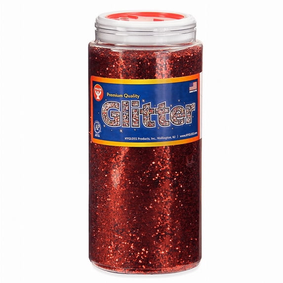 Hygloss Products Sparkling Glitter - Arts & Crafts - Variety of Uses - Fun for Slime - Variety of Vivid Colors - Safe & Non-Toxic - Red - 1 Bottle - 16 oz each