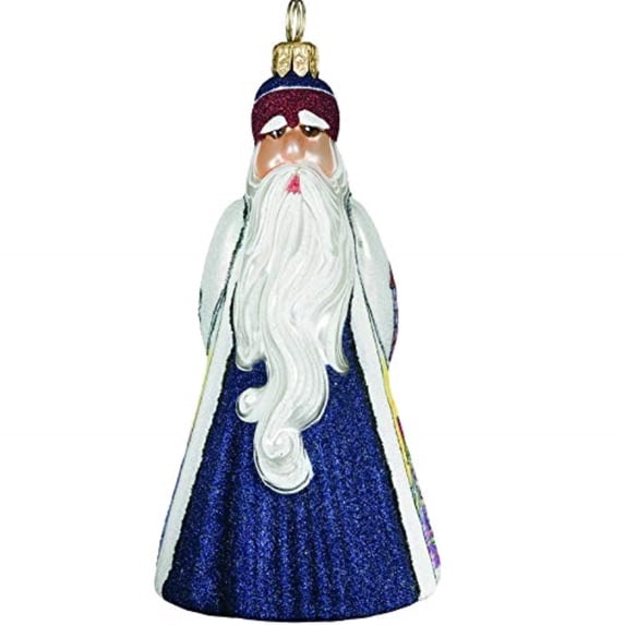 Glitterazzi Britain Santa with Double Decker Bus Polish Glass Christmas Ornament