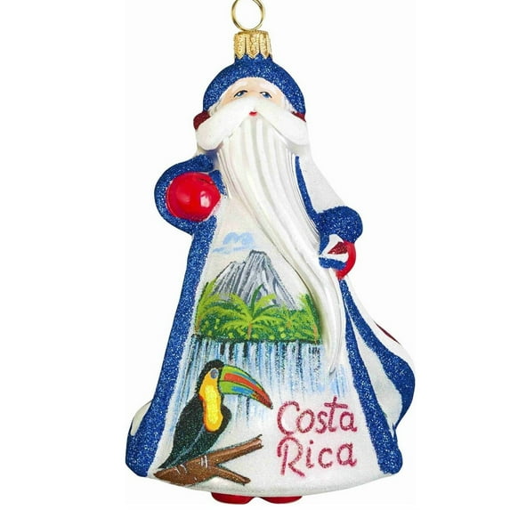 Glitterazzi Costa Rica Santa Polish Glass Christmas Tree Ornament Decoration New