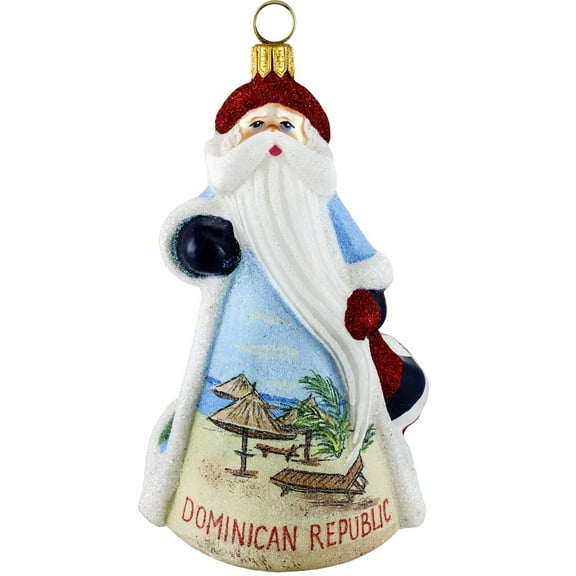 Glitterazzi Dominican Republic Santa Polish Glass Christmas Ornament
