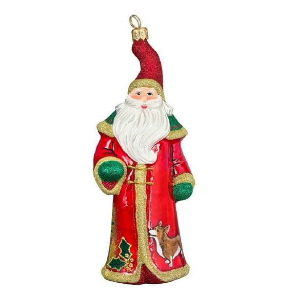 Glitterazzi Waiting for Santa Welsh Corgi Polish Blown Glass Christmas Ornament