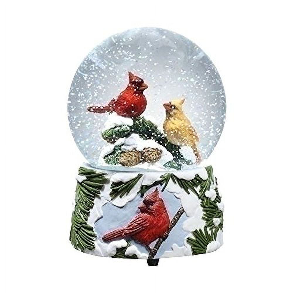 Glitterdome Musical with Cardinal and Birch Base- 