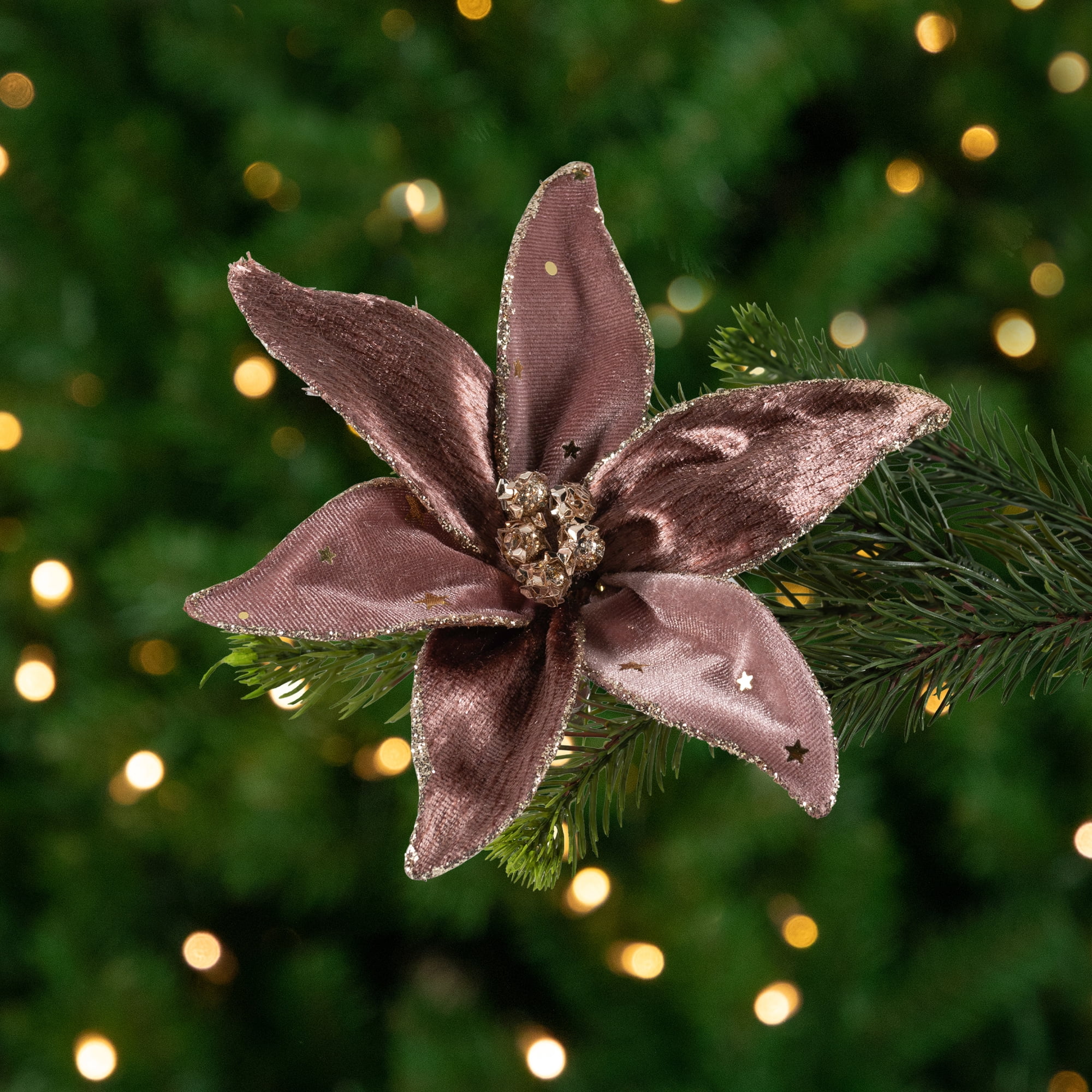 Northlight Glittered Flower Christmas Clip-on Ornament - 6" - Plum Purple