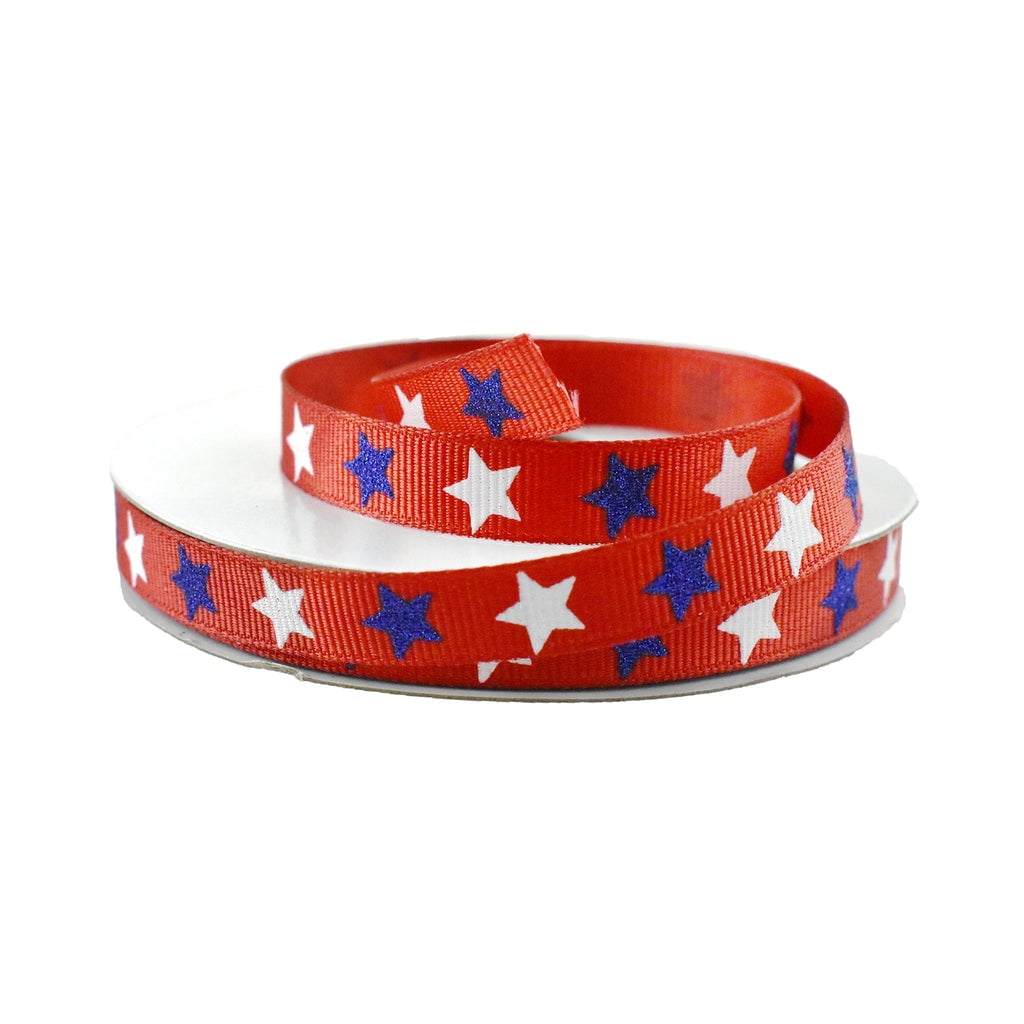 Glittered Patriotic Stars Grosgrain Ribbon, 3/8-Inch, 10-Yard - Walmart.com