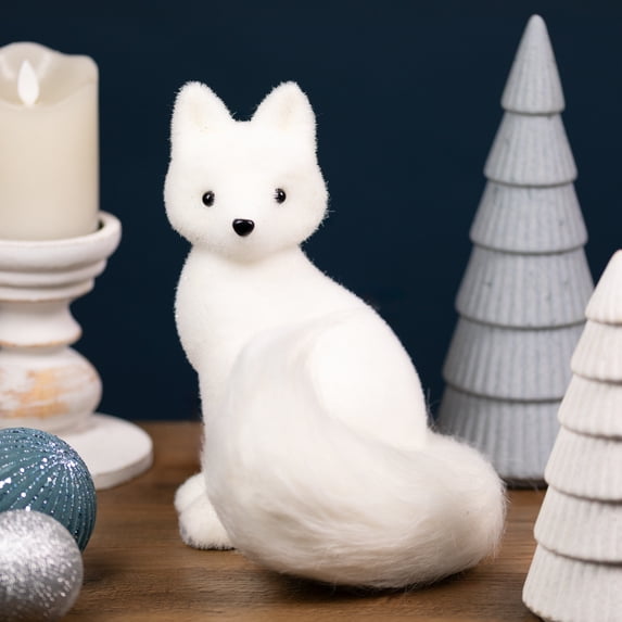 Northlight Glittered Sitting Arctic Fox Christmas Figure - 9.5" - White