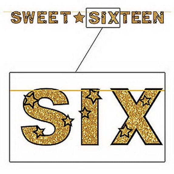Glittered Sweet Sixteen Awards Night Streamer Party Accessory (1 count) (1/Pkg)