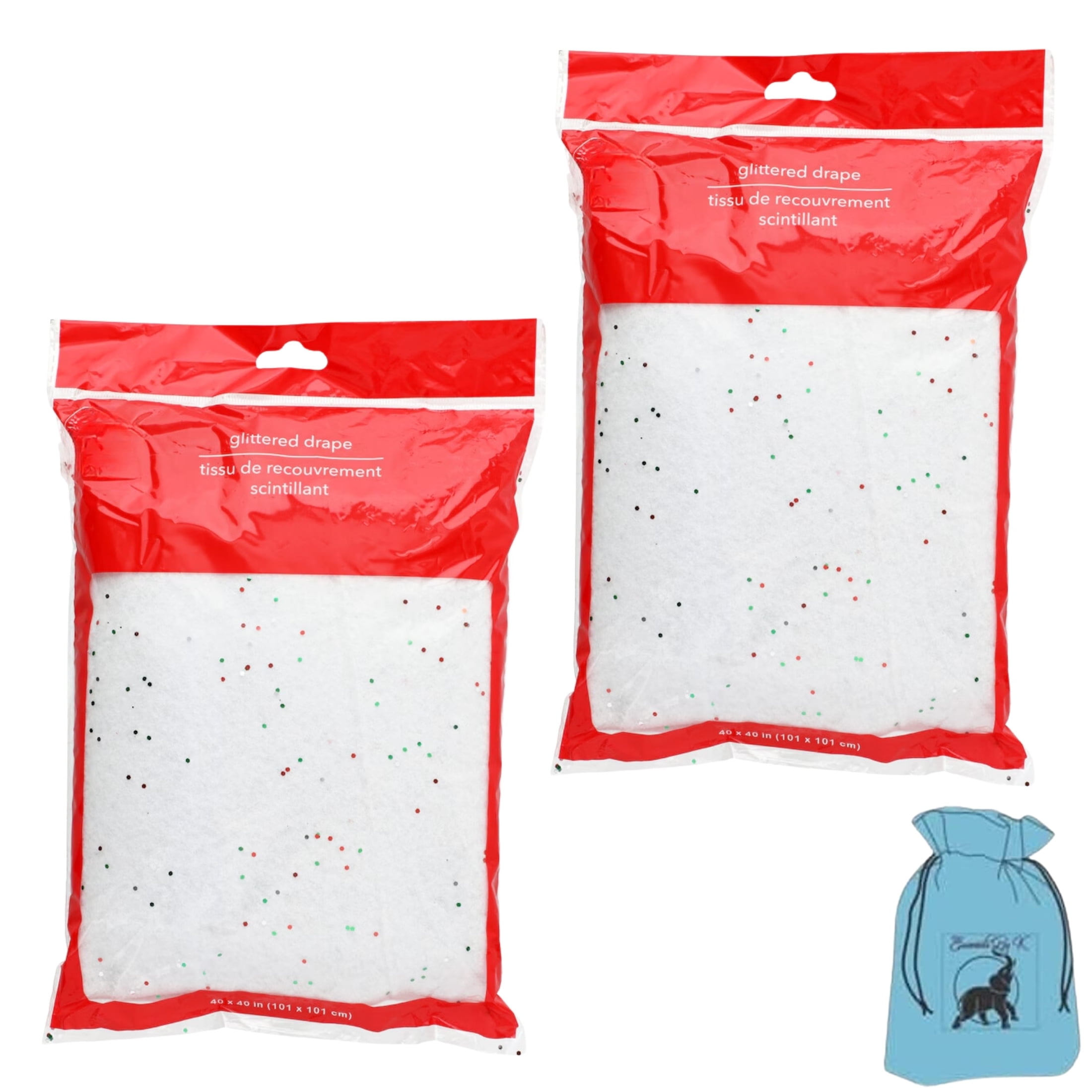 Glittered Winter Soft Decorative White Drape 32x40 Inch for Indoor Home Kitchen Mantle Window Holiday Christmas Trees Backdrop Party Favor Table Xmas Decoration Gift Supplies - 2 count