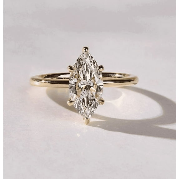 Glittering 6 Prong Diamond Ring Marquise Cut Solitaire Ring Engagement Ring Yellow Gold Ring Moissanite Wedding Gifts