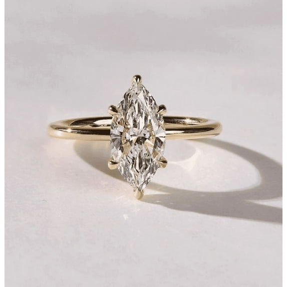 Glittering 6 Prong Diamond Ring Marquise Cut Solitaire Ring Engagement Ring Yellow Gold Ring Moissanite Wedding Gifts