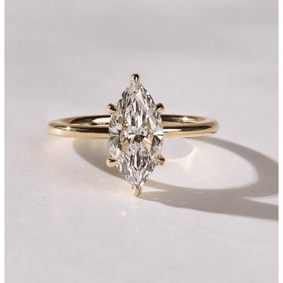 Glittering 6 Prong Diamond Ring Marquise Cut Solitaire Ring Engagement Ring Yellow Gold Ring Moissanite Wedding Gifts