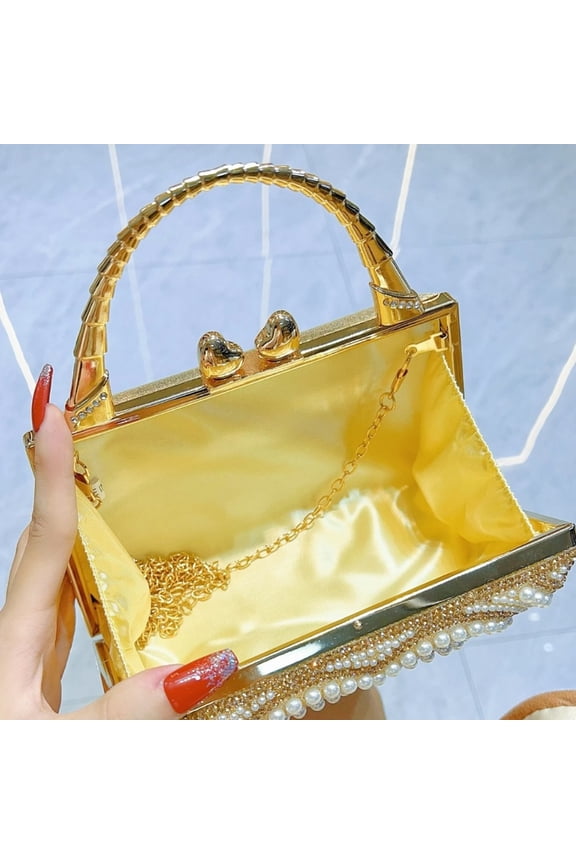 Glittering Banquet Bag for Women Girl Wedding Handbag Purse Chain Strap Shoulder Bag Rhinestones Evening Bag