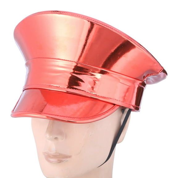 Glittering Captain Hat Fashion PatentLeather Party Hat Adult Carnivals Cap Music Festival Stage Hat Night Club Headgear