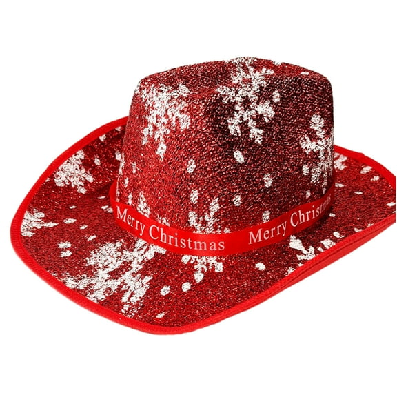 Glittering Christmas Cowboy Hat for Holiday Celebration Carnival Party Headwear Festival Accessories Cosplay Cowgirl Hat