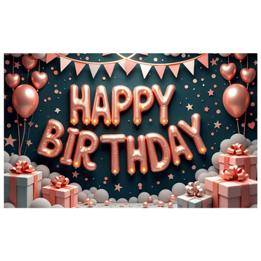 Glittering Decorative Happy Birthday Banner with LED Lights for Birthday Party Celebration