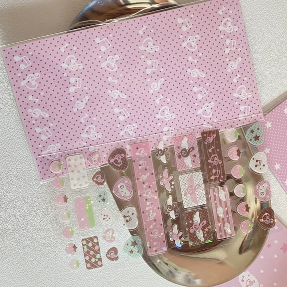 Glittering Decorative Sticker Strawberry Star Music Note Themed Sticker For Journal Phone Case Decoration Craft Project