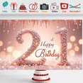 thumbnail image 1 of Glittering Design 21st Birthday Banner Floral Decoration Celebration Backdrop for Party Indoor Wall Decor, 1 of 8