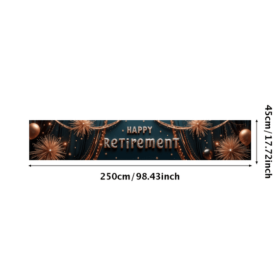 Glittering Design Retirement Party Banner Gold Color Celebration Banner Decorative Fabric for Retirement Party Indoor Decoration Photo Prop