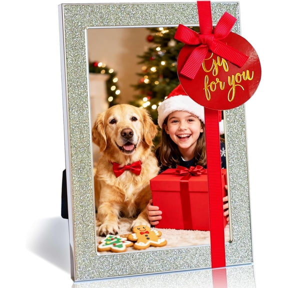 Glittering Enamel Picture Frames 4x6, 4 by 6  Photo Frame with Real Glass &  , Metal frame for Tabletop or Wall, Stunning  Decor & Weddings Thanksgiving Christmas
