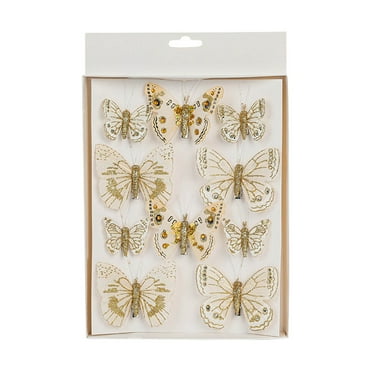 Glittering Butterflies - Shiny Finish, Lightweight, Durable - for Party/Home Decoration & Floral Arrangements