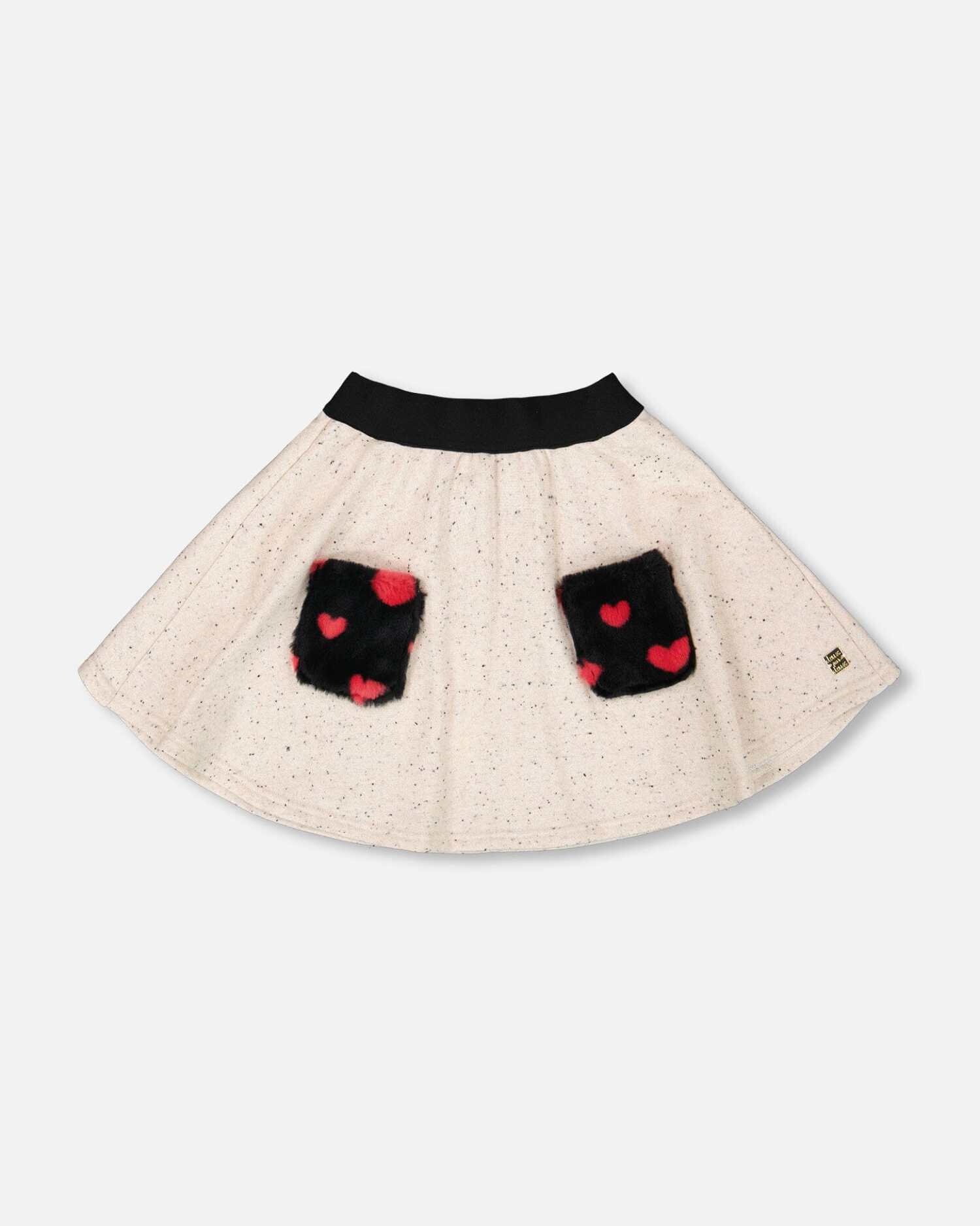 Bow Lace Trim Detail Bubble Hem French Terry Skirt main image 1
