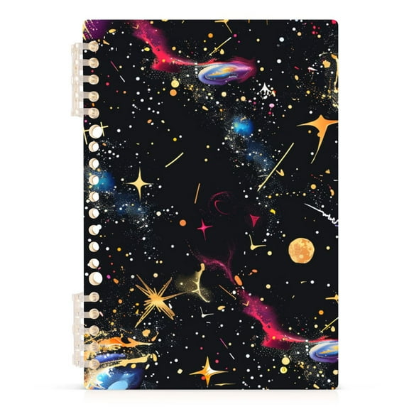 Glittering Galaxy Black Spiral Journal Notebook College Ruled Notebook 8.3" x 5.7" A5 Lined Thick Paper Page