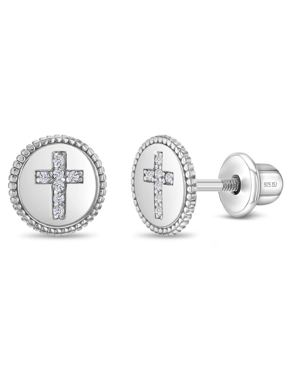 Glittering Grace Kids / Children's / Girls Earrings Screw Back - Sterling Silver