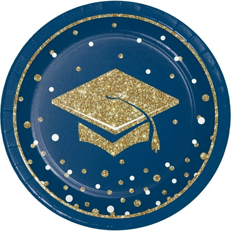 Glittering Grad, 7" Paper Luncheon Plate,Pack of 8,3 packs