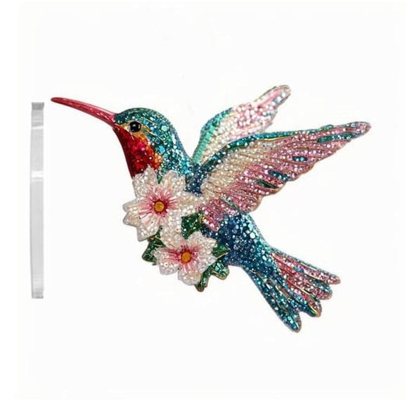Glittering Hummingbird Christmas Decorations,2D Acrylic Humming Bird Hanging Ornaments for Christmas Tree,Acrylic Art Sun Catcher Or Window Door Decor,Colorful Bird Ornaments for Xmas Tree,Home Decor