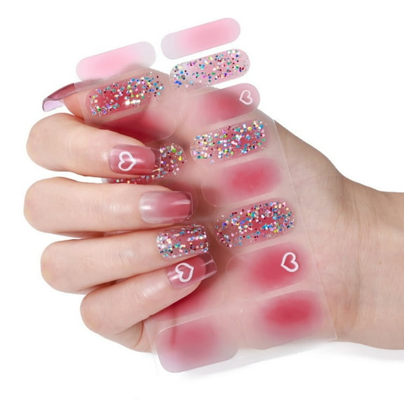 Glittering Nails Polish Strips Nails Art Sticker Manicures Stickers Christmas Nails Polish Sticker Full Nails Wraps