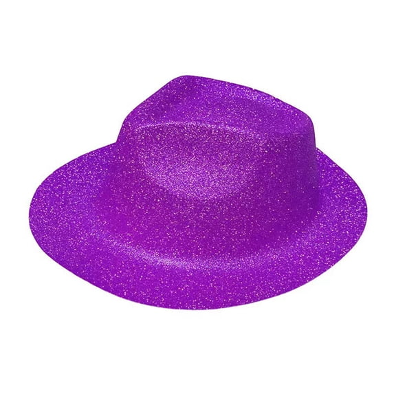 Glittering Powder Cowboy Hat Hiphop Wide Brim Sparkling Plastic Disco Fedora Cap for Party Costume Dancers Rapper
