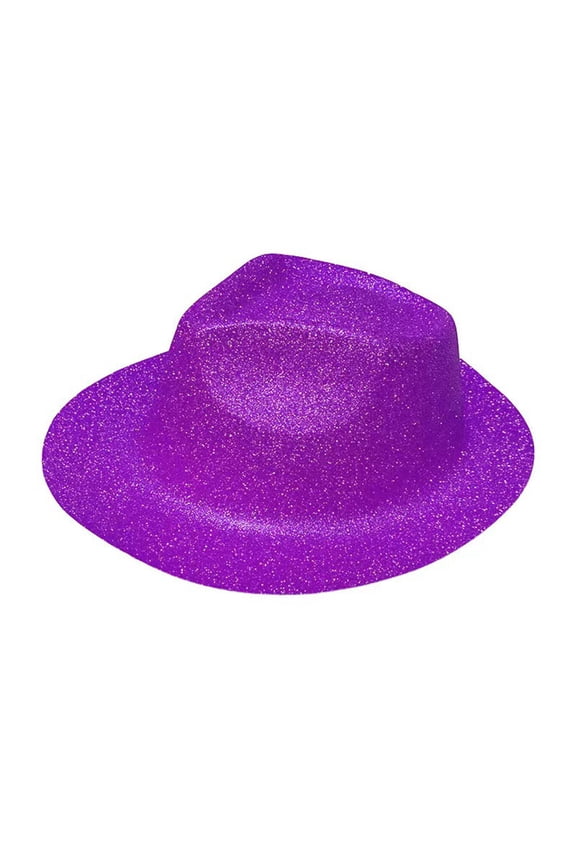 Glittering Powder Cowboy Hat Hiphop Wide Brim Sparkling Plastic Disco Fedora Cap for Party Costume Dancers Rapper