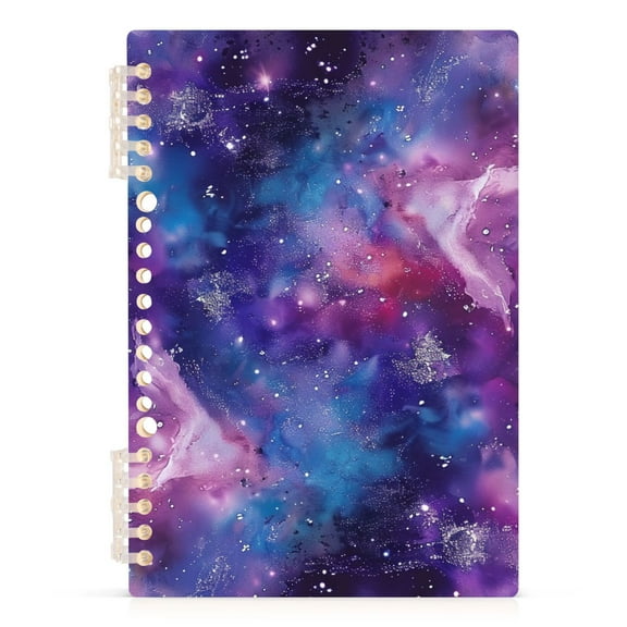 Glittering Purple Galaxy Spiral Journal Notebook College Ruled Notebook 8.3" x 5.7" A5 Lined Thick Paper Page