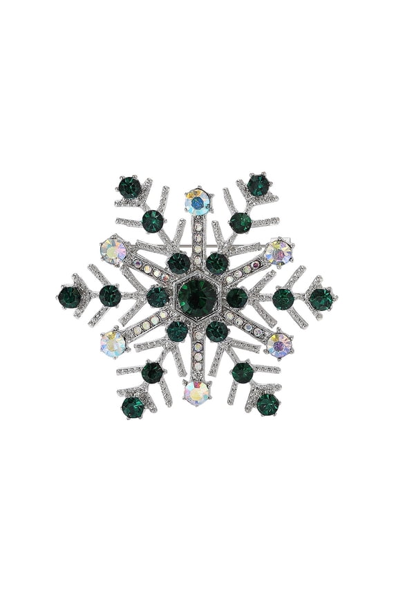 Glittering Rhinestones Snowflake Alloy Safety Lapel Pin Festive Winter Brooch For Coat Bag or Scarf Styling