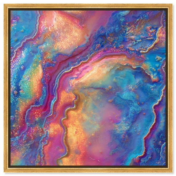 Glittering Spectrum II Canvas Colorful Abstracts by Art Remedy, Gold Frame, 40 x 40
