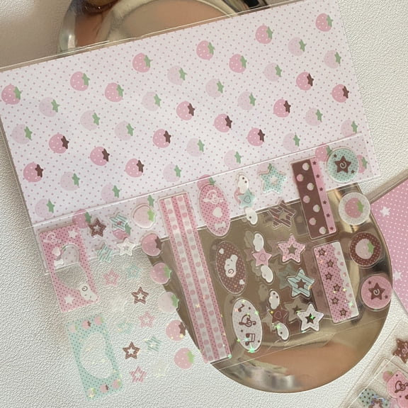 Glittering Sticker Music Note Strawberry Star Sticker Adhesive Decorative Sticker For Scrapbooking Journal Phone Case