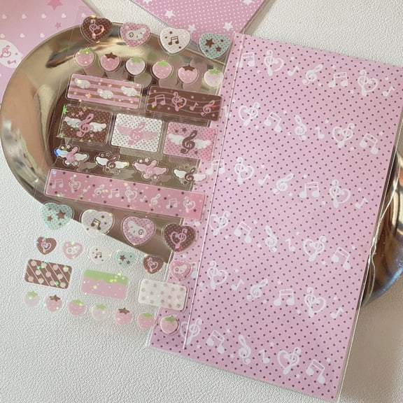 Sparkling Decorative Sticker Strawberry Music Note Themed Sticker For Phone Case