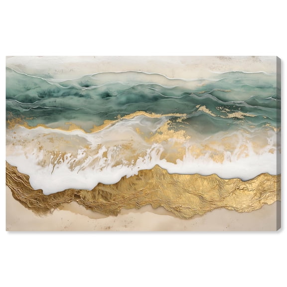 Glittering Waves of Dawn Canvas Coastal Abstracts by Art Remedy, Gallery Wrapped, 36" x 24"