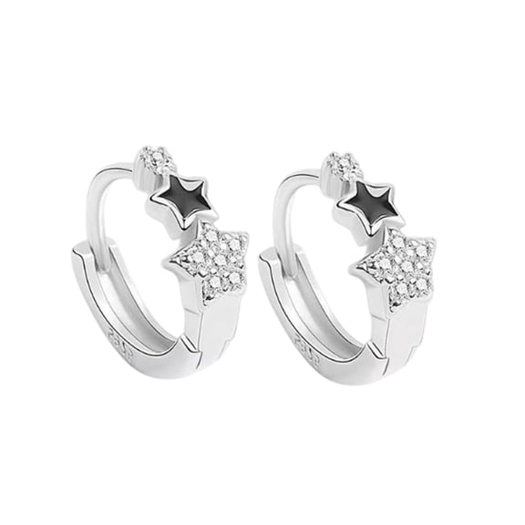 Glittering Zirconia Inlayed Earrings Eye Catching Star Earrings Jewelry Designed With Glittering Zirconia Accent