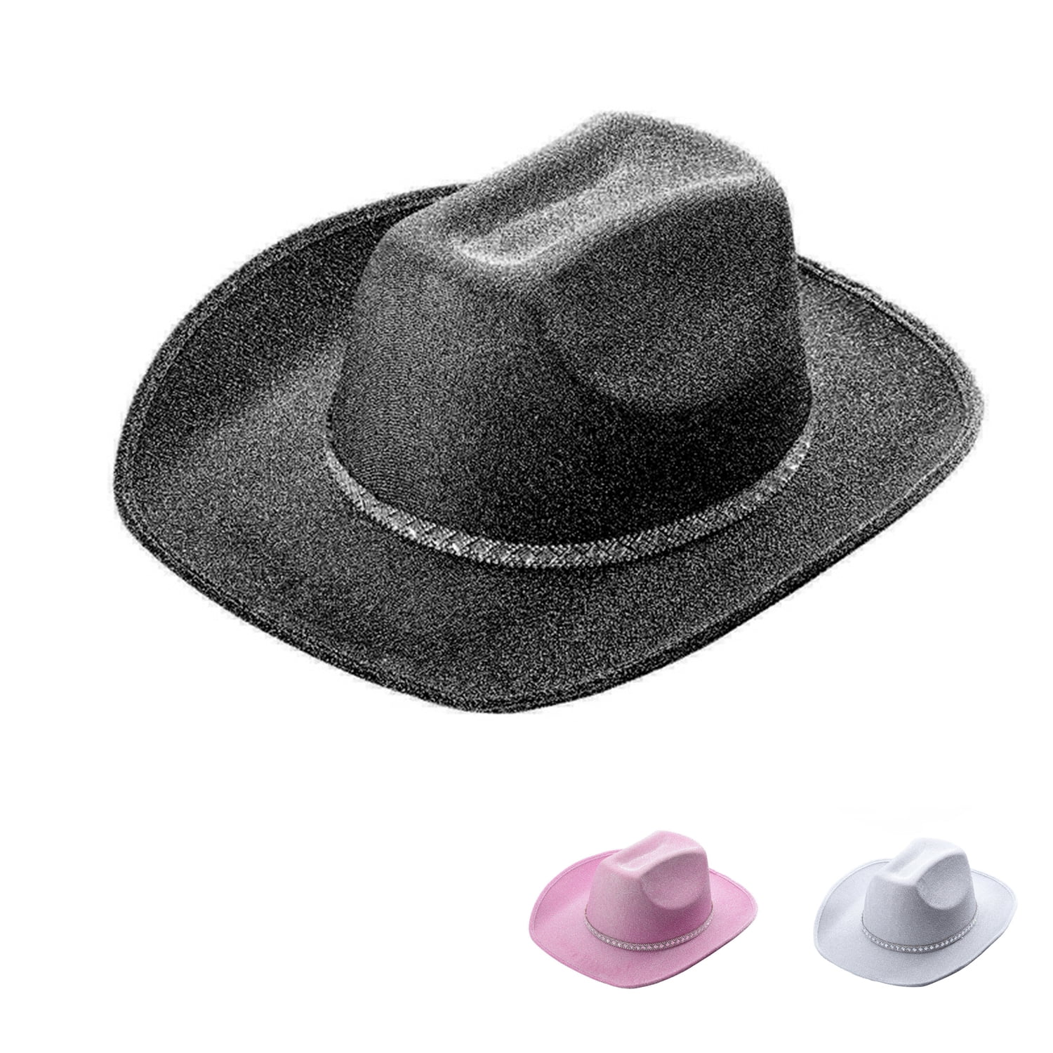Glitters Cowboy Hats Women Men Fluffy Cowgirl Hat Cowboy Hat